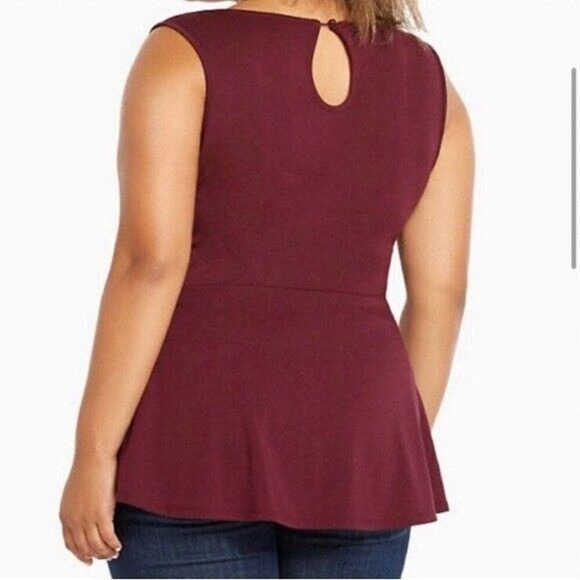 Torrid Ponte Knit Peplum Sleeveless Keyhole Back Plum Stretch Plus Size 1 1X - Picture 7 of 7